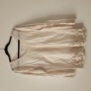 Lapis Peasant Cottagecore Embroidered tunic top Boho Bohemian Monochromatic